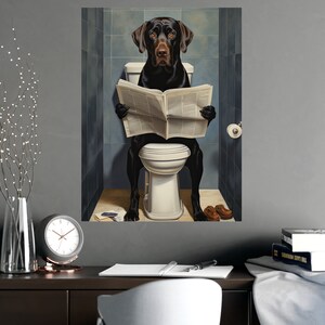 Labrador, Reading Newspaper, Toilet, Dogs, Bathroom, Cute, Funny, Wall ...