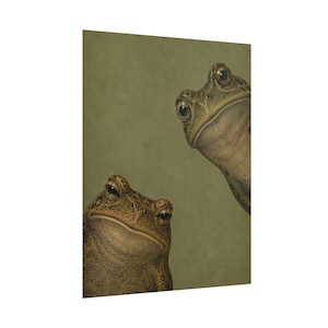 Art mural deux grenouilles curieuses, affiche grenouille vintage, impression animal drôle, décoration nature maussade, cadeau original pour amateur de grenouille image 4