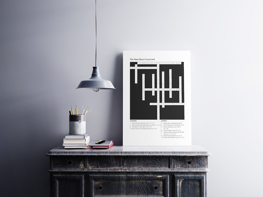 Rock N Roll Crossword A3 Print Inspired by the Stone Roses Debut Album - Etsy