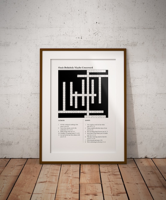 Rock N Roll Crossword A3 Print Inspired By Oasis' | Etsy