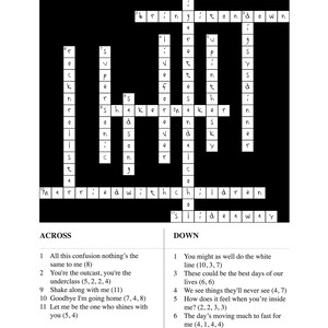 Rock N Roll Crossword A3 Print Inspired by Oasis' 'definitely Maybe ...