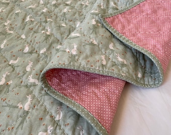 Hand Quilted Rabbit Baby / Toddler Quilt