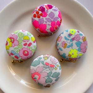 Mini Macaron Zipper Pouch hand sewn with neon Liberty & Ruby Star Society fabrics