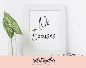 No Excuses - Fitness Printables, Fitness Motivation, Printable quotes
