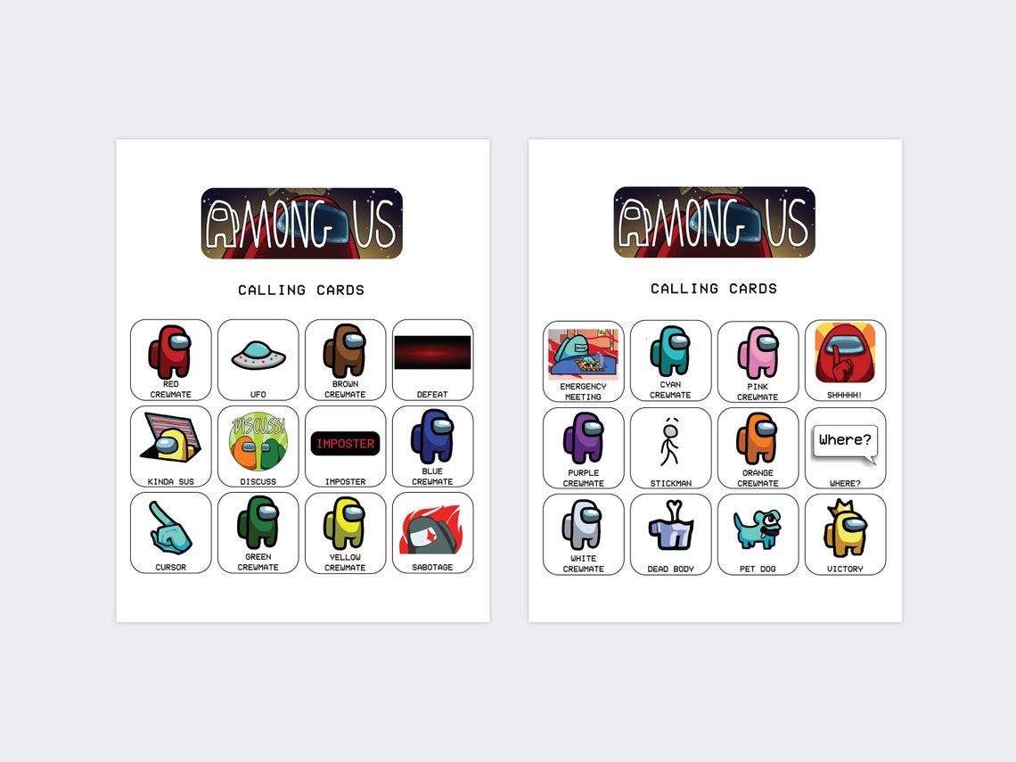 printable among us bingo bingo games video games kids etsy