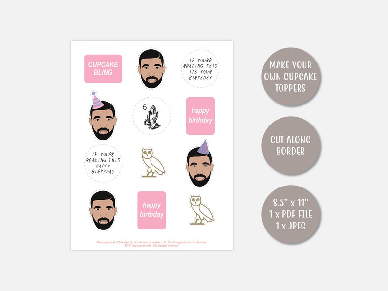 PRINTABLE Drake Cupcake Toppers Printable File OVO Party Etsy Australia PRINTABLE Drake Cupcake Toppers Printable File OVO Party Etsy Australia