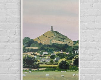 Glastonbury Tor Print, Glastonbury Tor, Glastonbury, Giclée print,  Glastonbury Print, unframed, Landscape, Gift Idea