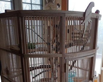 Handmade Hardwood parakeet / finch cage with round front