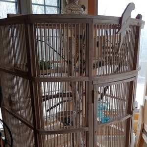 Handmade Hardwood parakeet / finch cage with round front