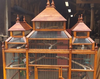 Custom large parakeet cage, 3 roofed, flight cage
