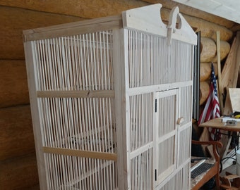 Handmade parakeet/finch cage Hardwood with flat front