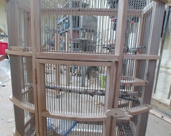 Handmade parakeet/finch cage hardwood and stainless bar with round front