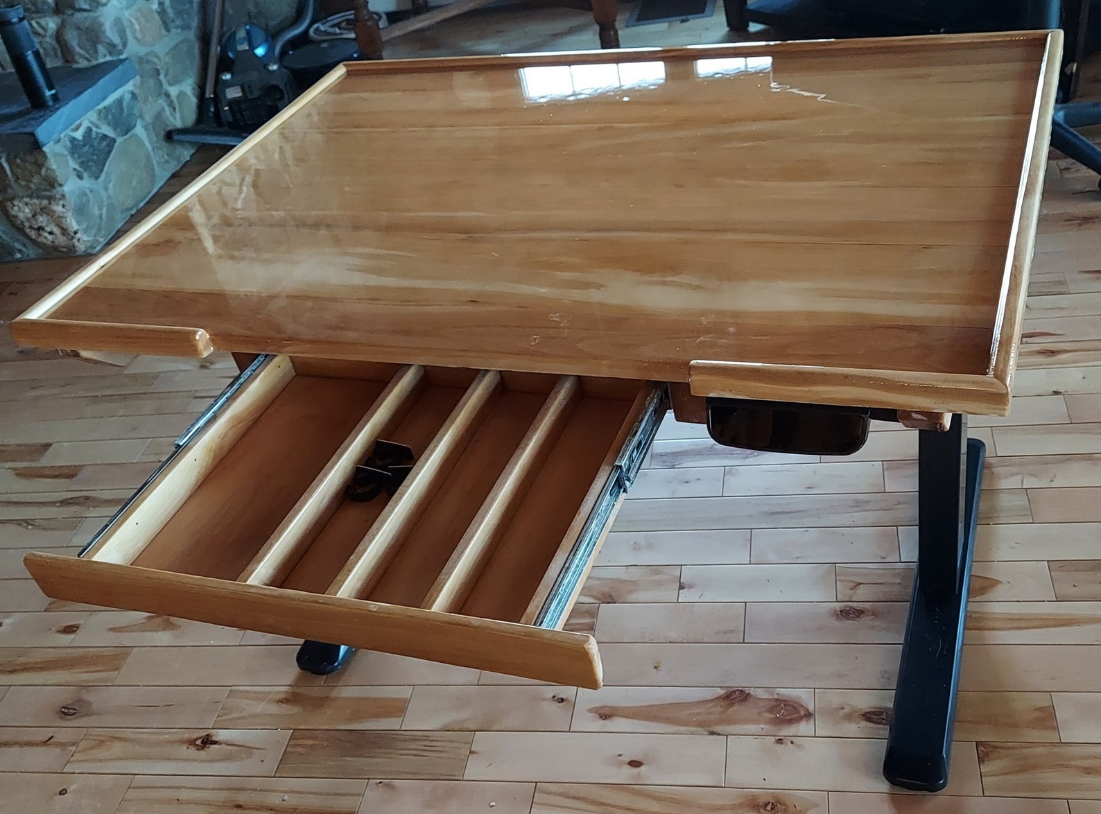 Hardwood Sit / Stand Desk W. Epoxy Finish on Desktop Etsy