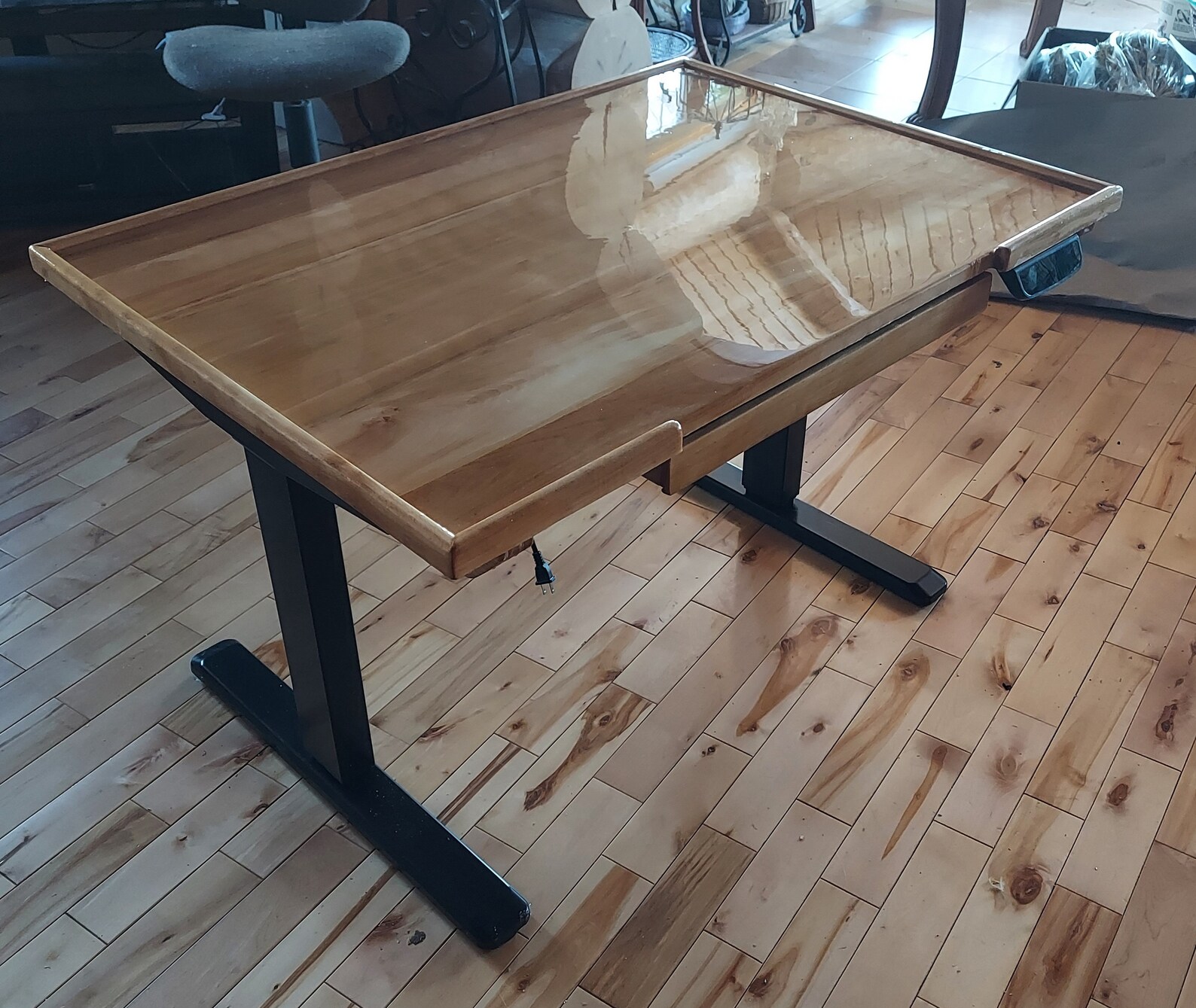 Hardwood Sit / Stand Desk W. Epoxy Finish on Desktop Etsy