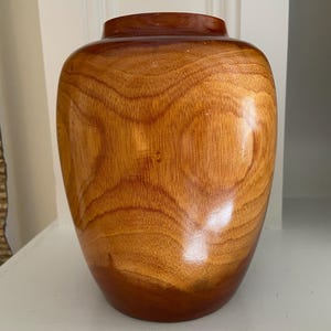 Hand carved wooden vase