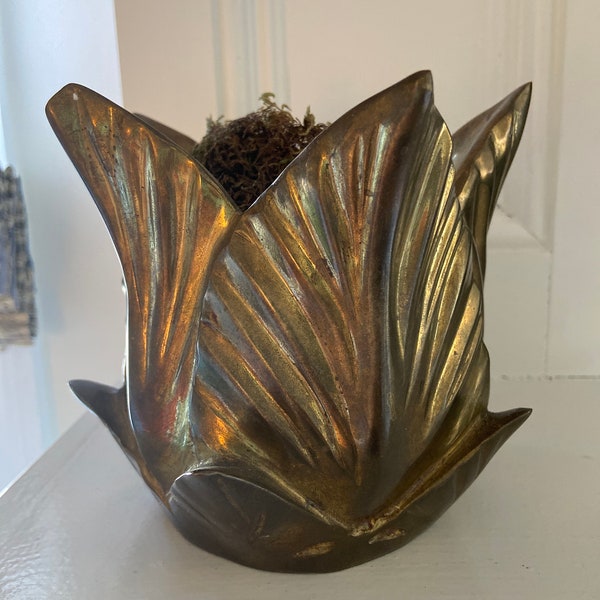 Fantastic solid brass planter perfect for orchids or succulants.