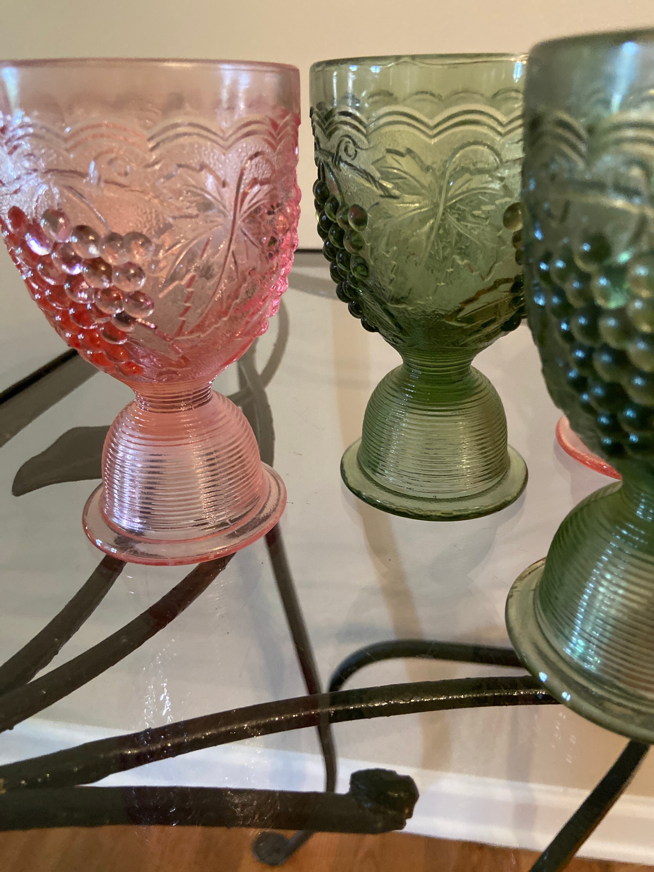 Vintage Depression Pink and Green Glasswareset of 5. Etsy