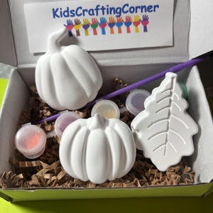 Fall painting kit for kids, plaster paint kits, leaves, pumpkins, Fall decor, Autumn decor, ceramic paint kit