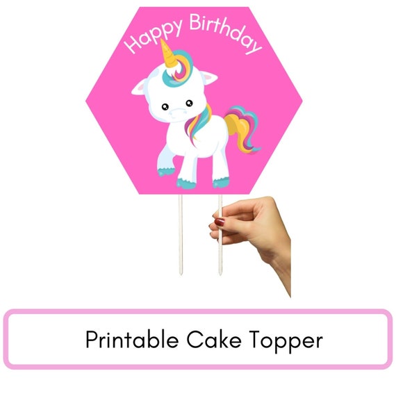 instant download unicorn cake topper rainbow unicorn theme etsy