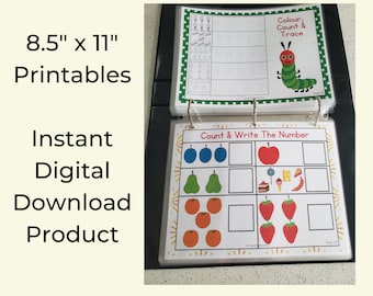 Hungry Caterpillar Busy Book - Hungry Caterpillar Quiet Book - Learning Binder - Eric Carle Theme Book - Caterpillar Book Playdough Mats
