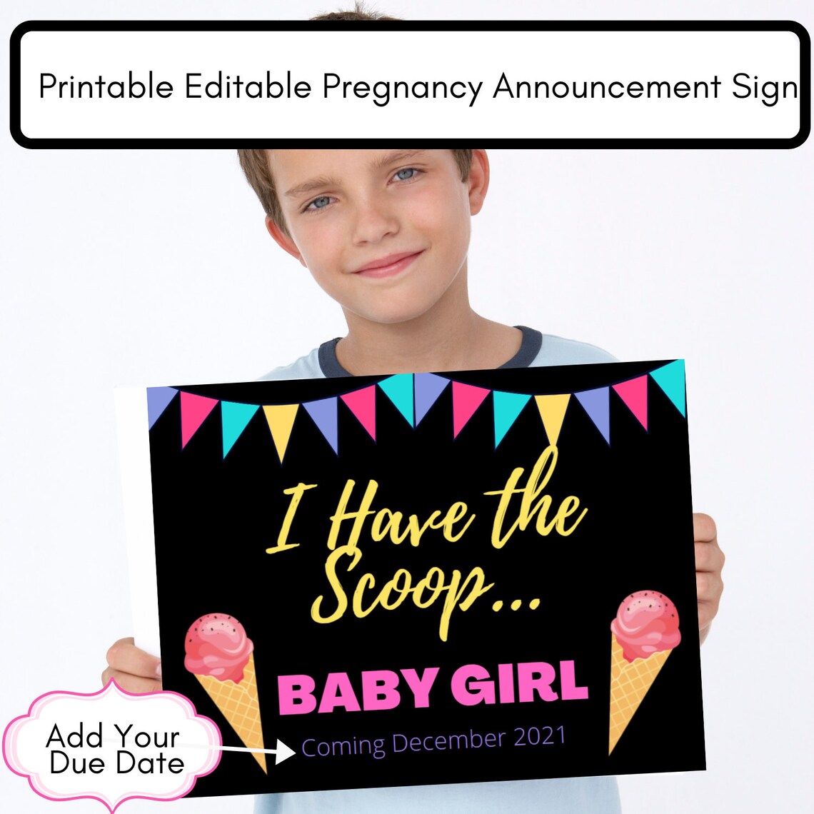 Pregnancy Announcement Sign I Have the Scoop Pregnancy Etsy UK