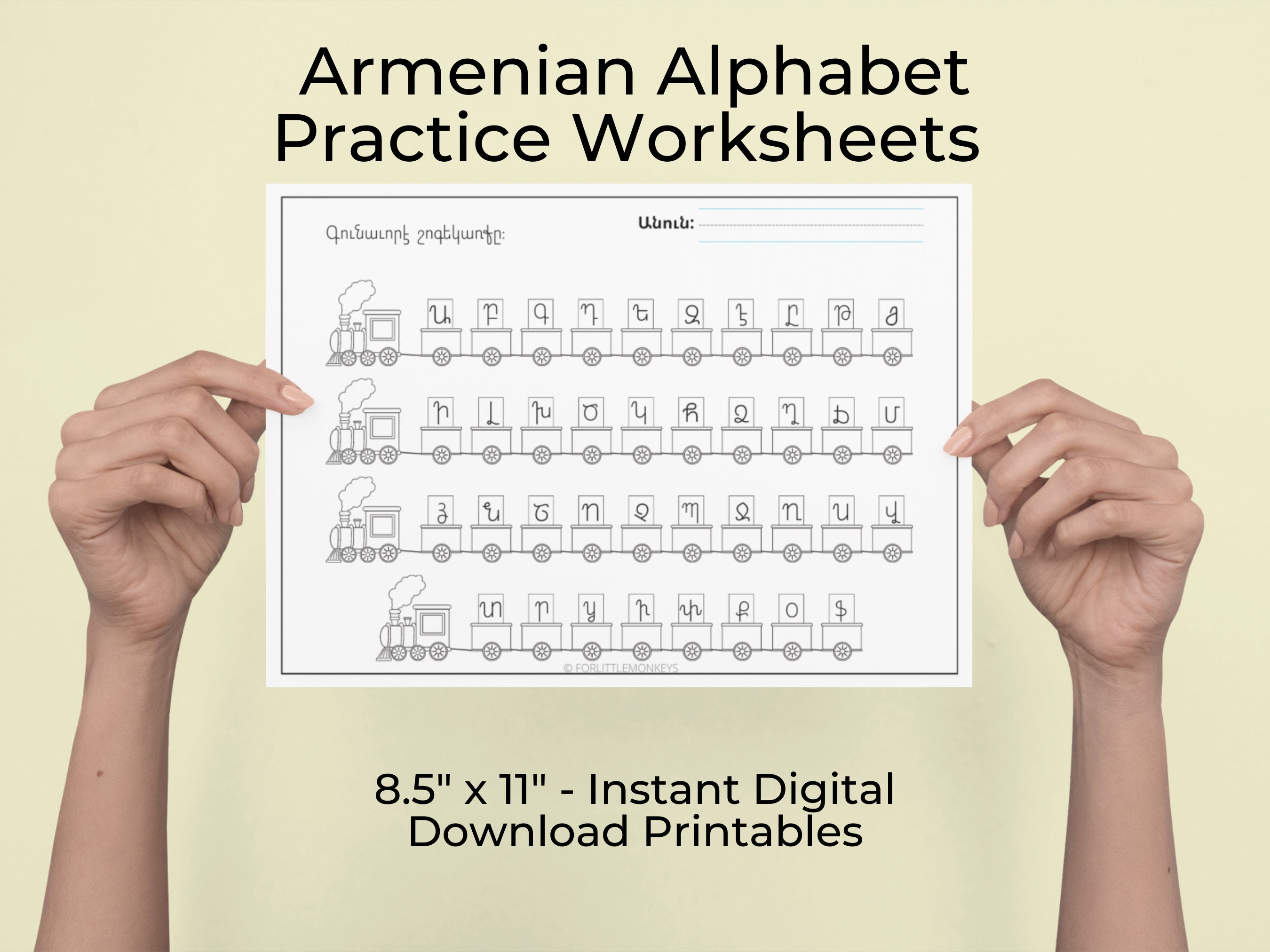 Complete Set of Armenian Alphabet Uppercase Handwriting Font 