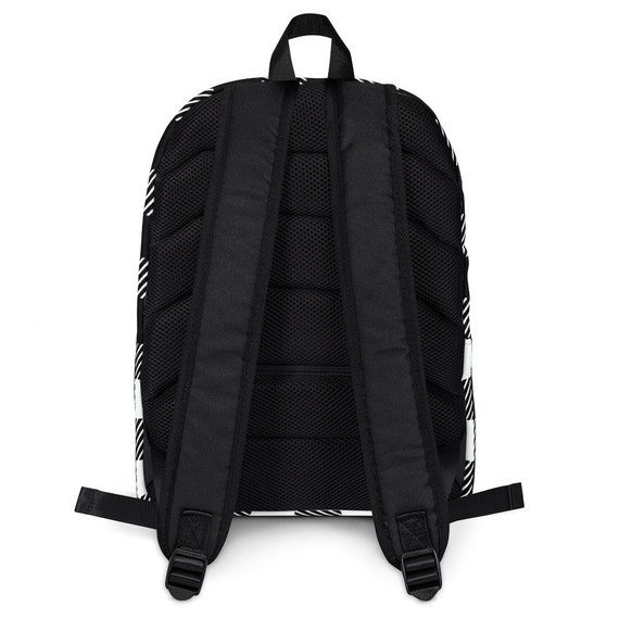 Buffalo Plaid Backpack Black and White 