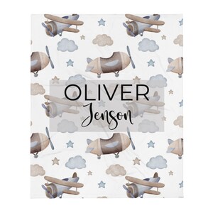 Cadeau bébé personnalisé - couverture personnalisée bébé - bébé garçon personnalisé - cadeau nouveau-né - couverture avion personnalisée - cadeau baby shower