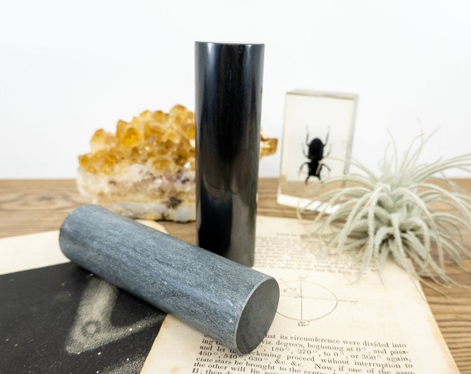 SHUNGITE and SOAPSTONE Harmonizing Pharaoh's Rod Set Bioenergetic Balancing Harmonizers Yin Yang