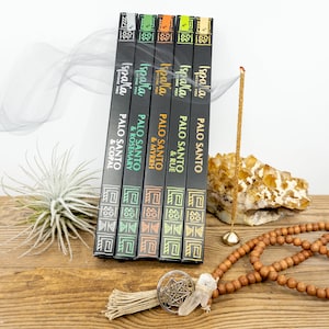 PALO SANTO Stick INCENSE Set | Complete Ispalla Peruvian Stick Incense Set |  Brass Stick Incense Holder | 50 Incense Sticks