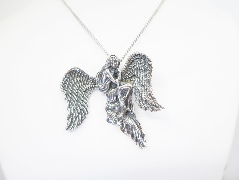 Sterling Silver ANGEL Large ANGEL Silver Pendant Large Detailed Angel Pendant