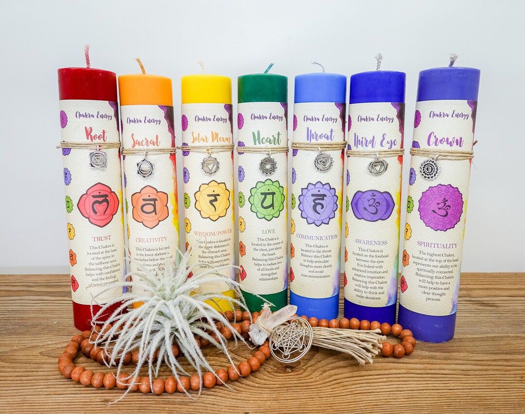 CHAKRA MEDITATION CANDLES Unscented Chakra Candles 7 Tall Candles Etsy