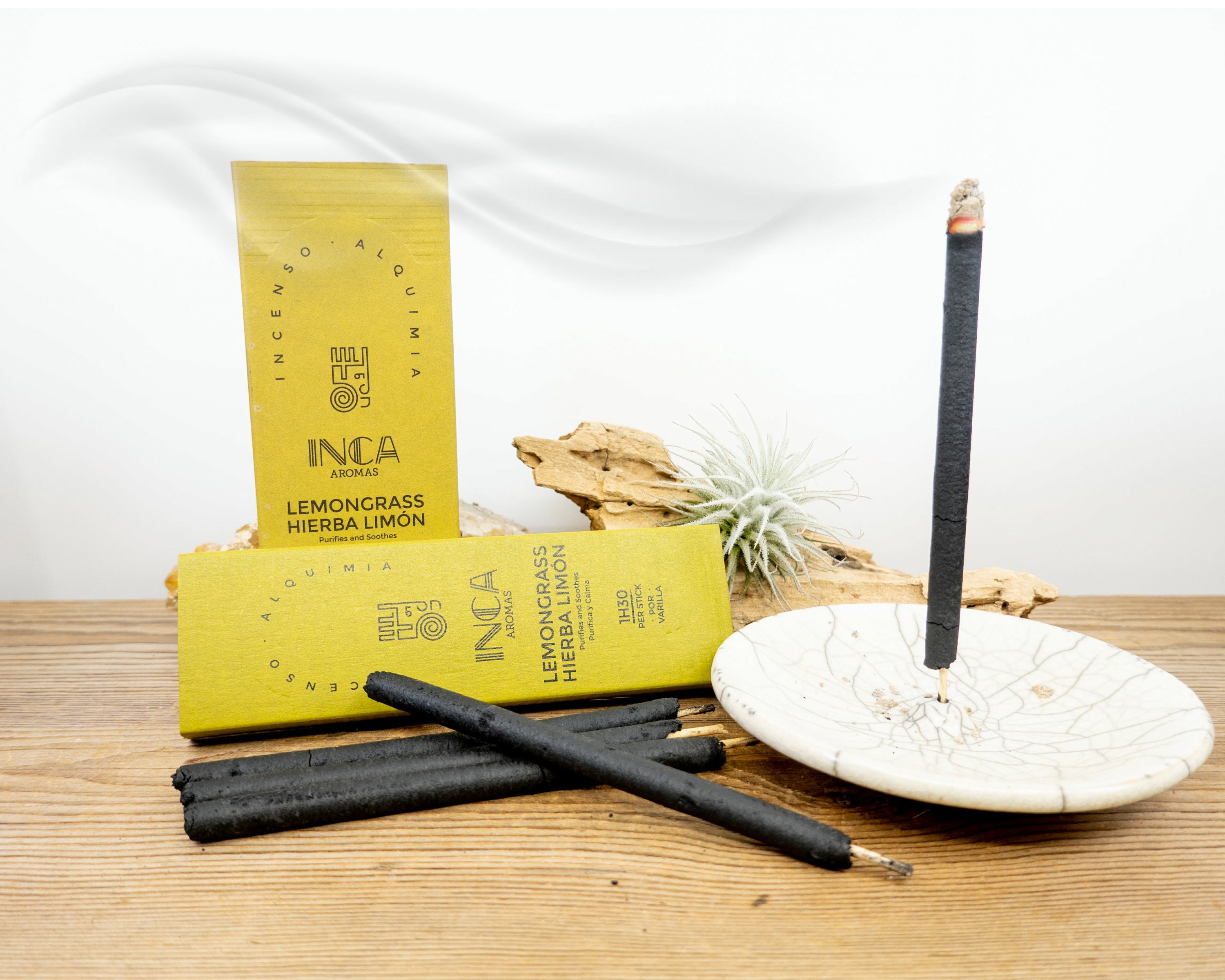 Orange Bamboo Infused with Citronella Lemongrass 30 Sticks with Incense Holder 100% Natural QIWOO Incense Stick 