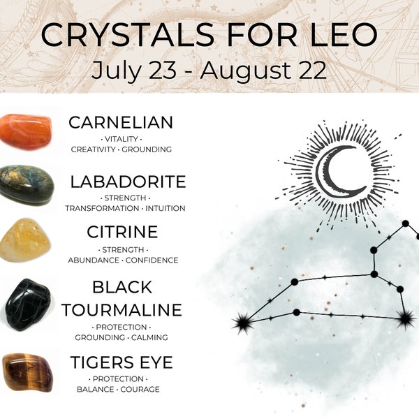 LEO Zodiac Crystal Set | Crystals for Leo | Zodiac Crystal Set | Leo Birthday Gift