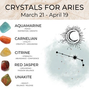 ARIES Zodiac Crystal Set | Crystals for Aries | Zodiac Crystal Set | Aries Birthday Gift