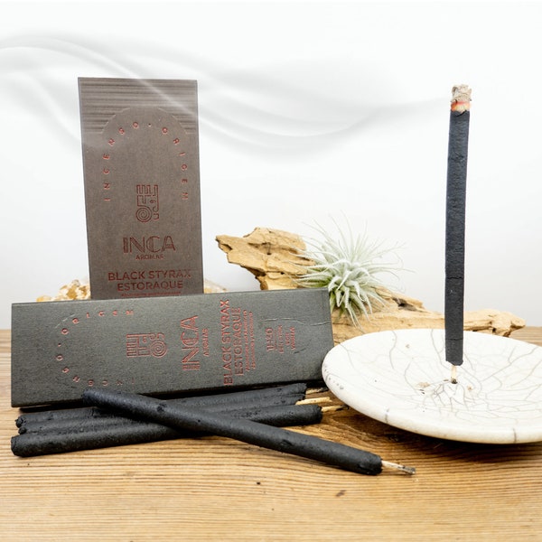 BLACK STYRAX Premium Stick Incense |  Hand Crafted Incense Sticks | Inca Aromas Brazilian Incense Sticks | Long Burning Incense Sticks