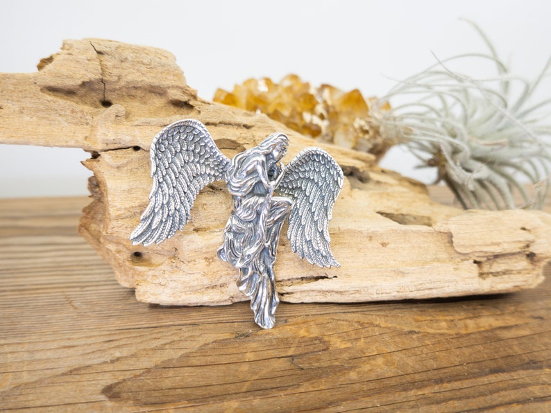 Sterling Silver ANGEL Large ANGEL Silver Pendant Large Detailed Angel Pendant