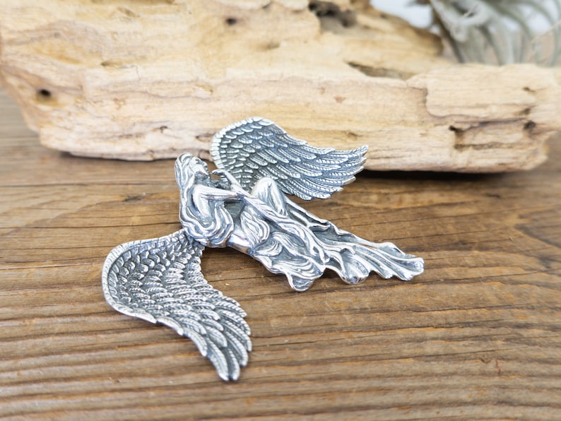 Sterling Silver ANGEL Large ANGEL Silver Pendant Large Detailed Angel Pendant