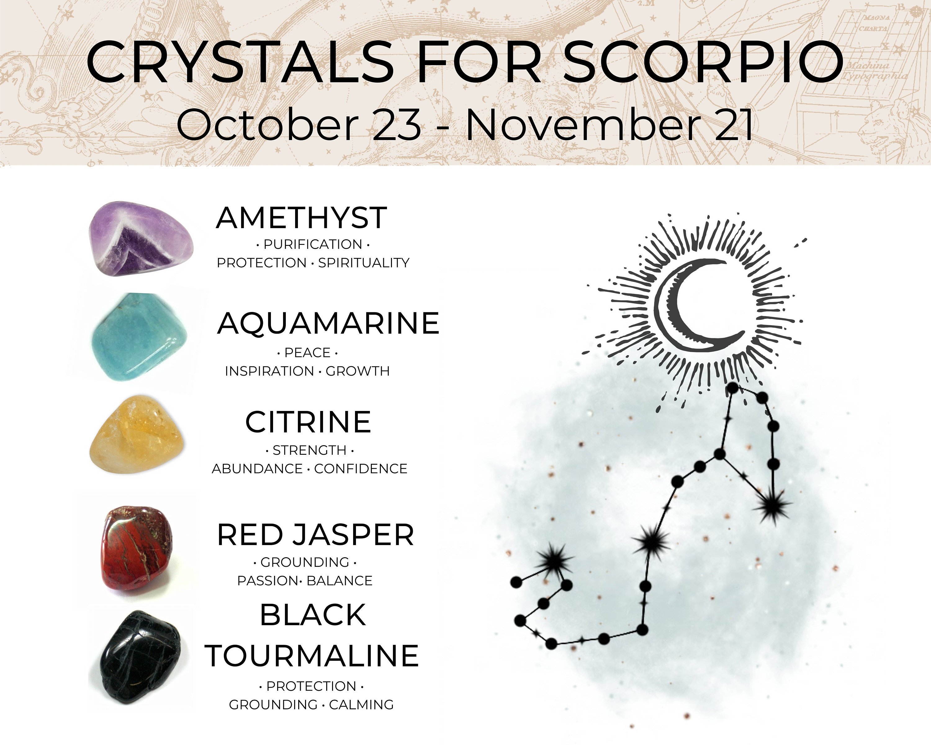 Best Crystals for Scorpio, Healing Crystals and Gemstones by Sign