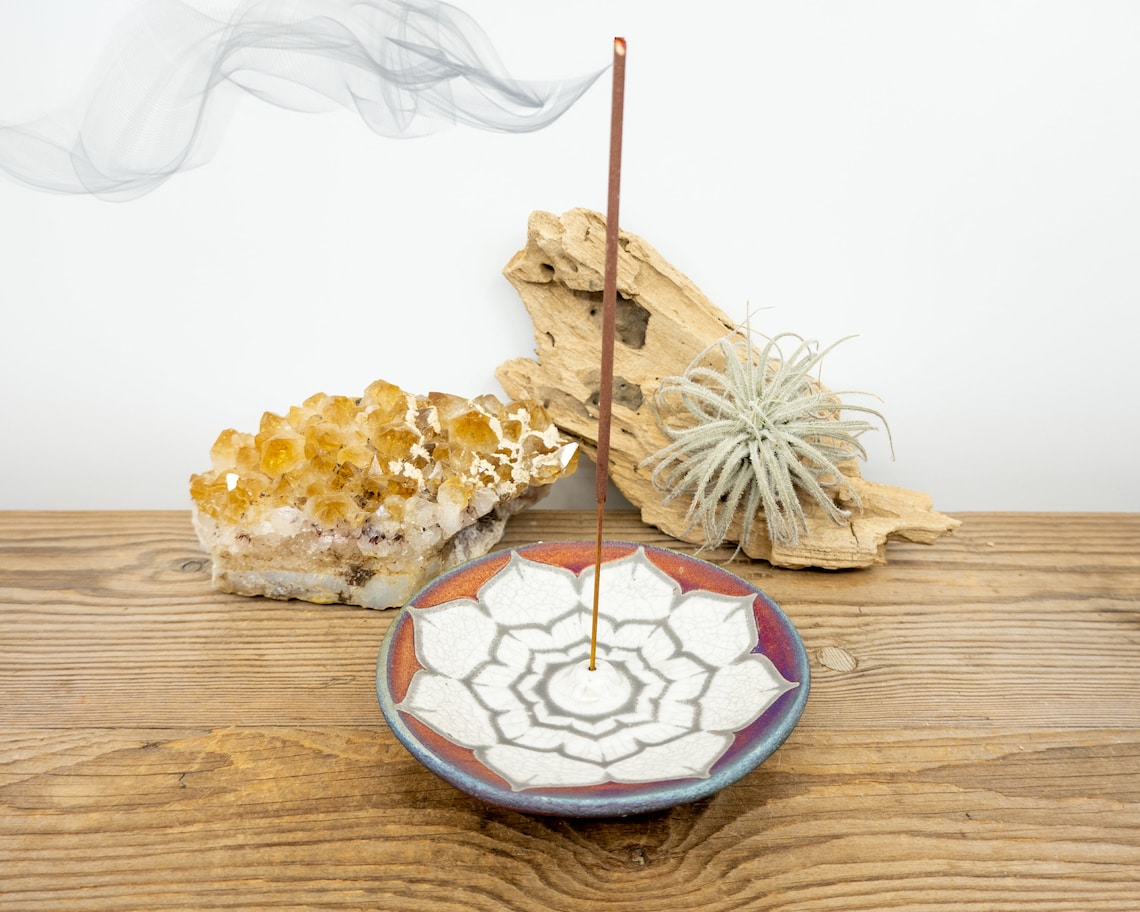 LOTUS FLOWER Stick Incense Holder Raku Pottery Incense Etsy