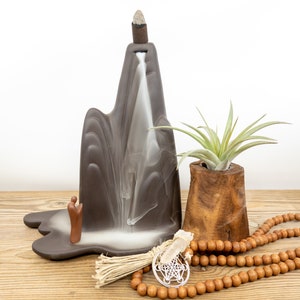 Large Spiritual MOUNTAIN CLIFF Ceramic Backflow Incense Burner | Waterfall Incense Burner