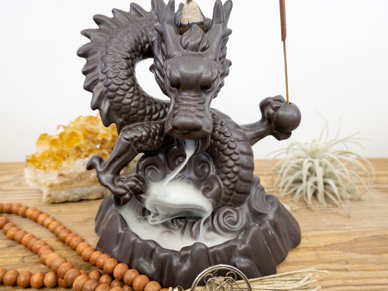 DRAGON Ceramic Backflow Incense Burner Waterfall Incense Etsy
