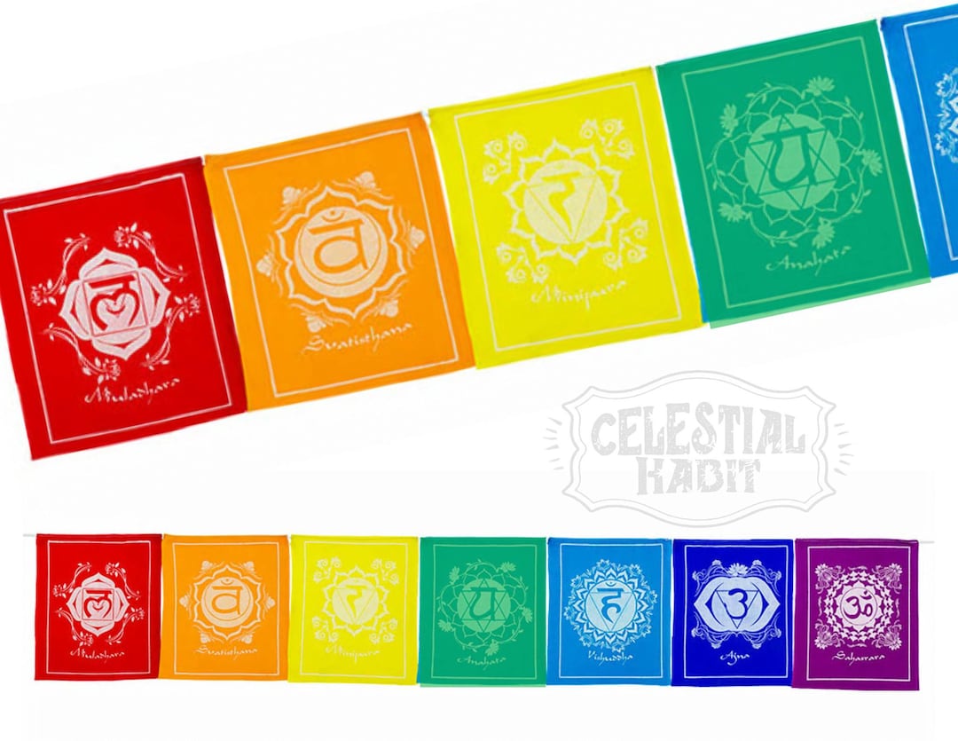 CHAKRA Tibetan Prayer Flags Set of 7 Prayer Flags 56 Long Etsy