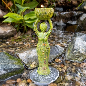 EARTH GREEN GODDESS Totem Tea Light Holder | Goddess Totem | Altar Goddess | Earth Goddess | Nurturing Goddess | Mother Nature Totem