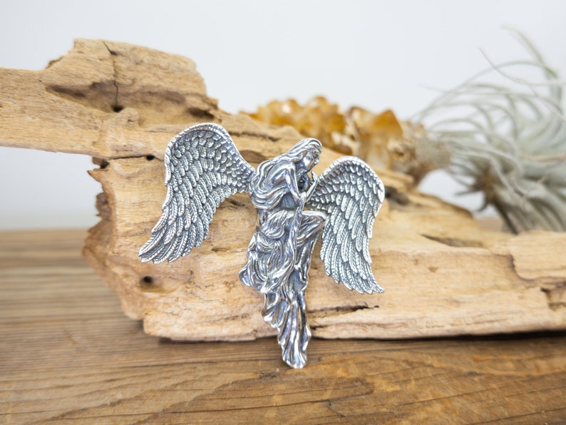 Sterling Silver ANGEL Large ANGEL Silver Pendant Large Detailed Angel Pendant