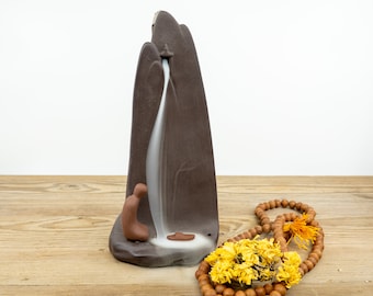 Spiritual MOUNTAIN CLIFF  Ceramic Backflow Incense Burner | Waterfall Incense Burner