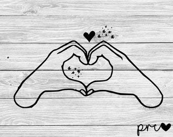 Herz Hände Doodle SVG, Valentinstag Schnittdatei (Digitaler Download)