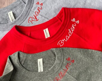 Personalized Heart Sweatshirt, Custom Name Valentine's Day Gift