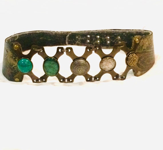 LAISE ADZER Belt Handmade Leather Metal & Natural
