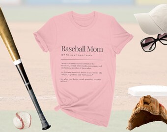 Maglietta con la definizione del dizionario "Mamma del baseball" - Scegli il tuo colore! - Maglietta da baseball divertente - OLTRE 75 COLORI!